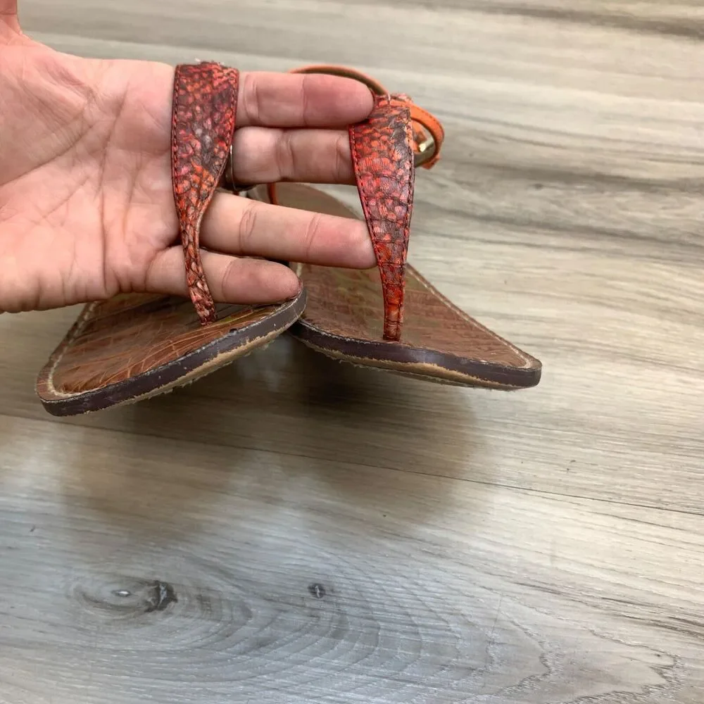 Sam Edelman Gigi Women's Orange Snake Thong T Strap Sandal Size 9 M - Picture 5 of 10